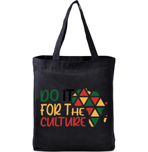 Load image into Gallery viewer, Do It For the Culture Black Tote Bag
